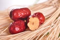 Red dates and cross section Royalty Free Stock Photo